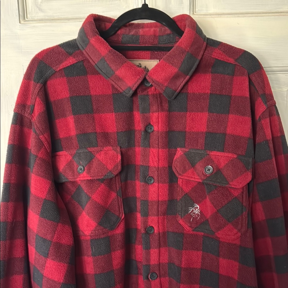 Red and Black Plaid Button-Up Shirt